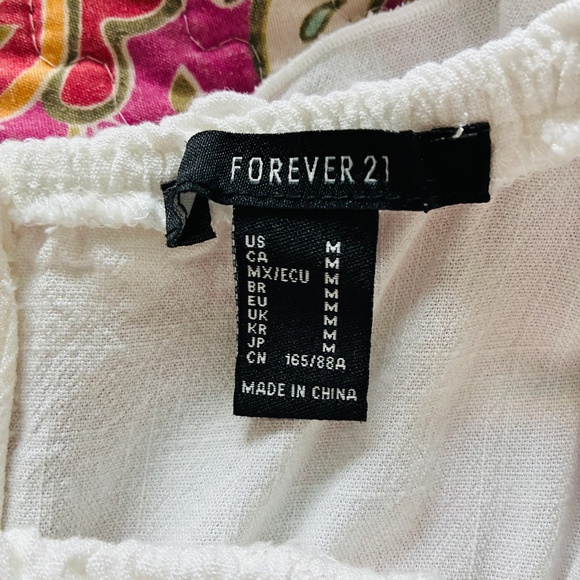 Forever 21 Ivory Mini Dress – Embroidered Bodice, Adjustable Straps, Size M - Picture 7 of 9